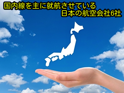 国内線を主に就航させている日本の航空会社6社