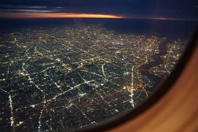 飛行機から見た大阪の街